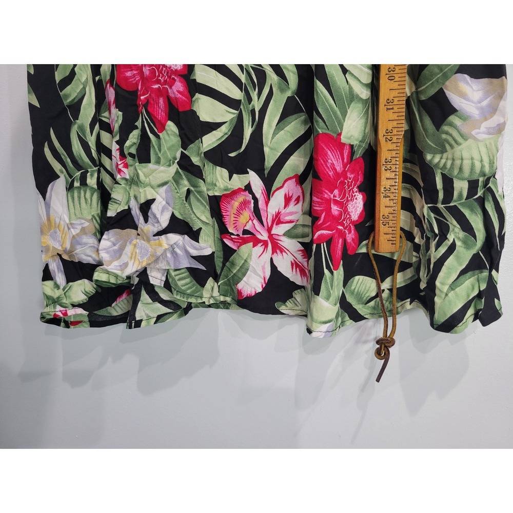 Hibiscus Collection Hawaii Womens Small Tropical Floral Rayon Shift Dress Black - Picture 7 of 7